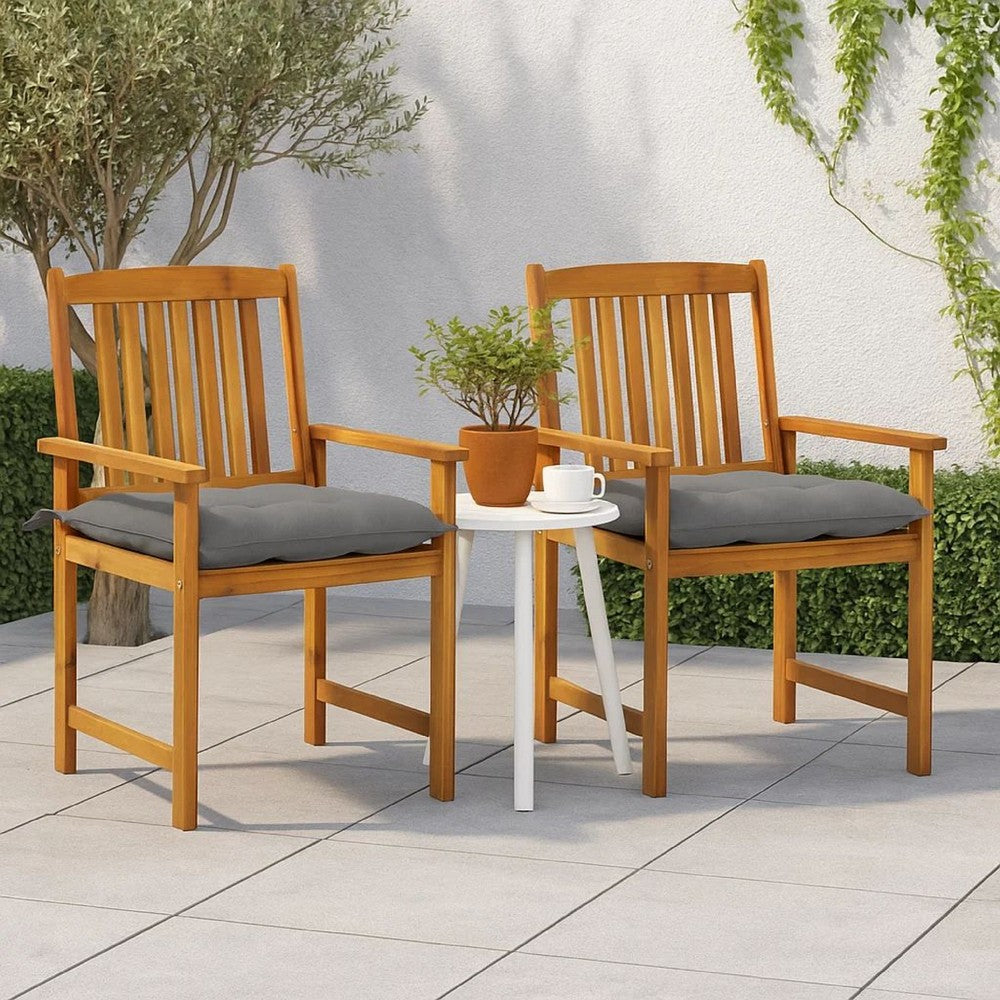 Blaire Outdoor Accent Set of 2 | Gray Fabric | Brown Acacia Wood