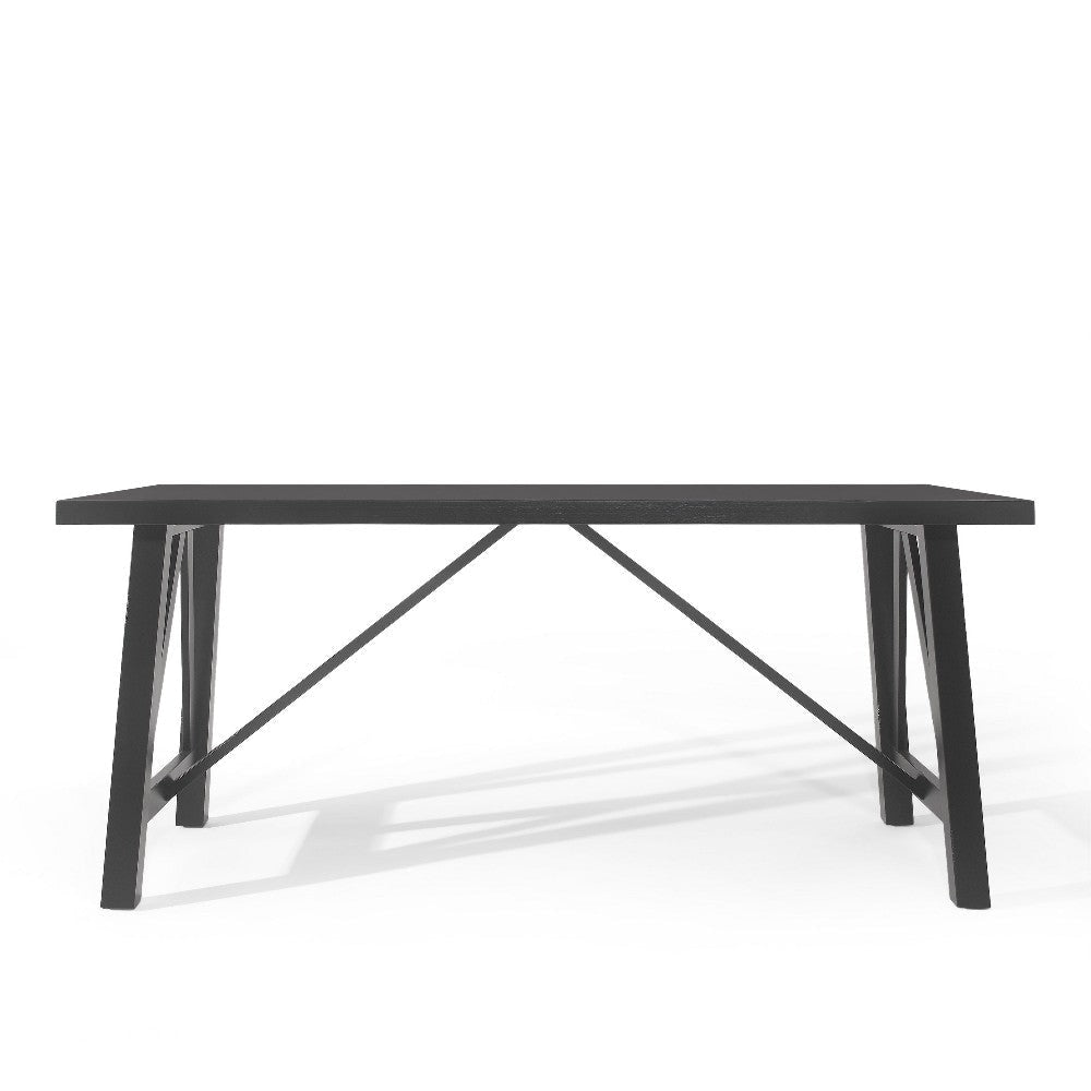Dining Table 71’’ Rectangular Farmhouse Top Matte Black Rubberwood BM326463
