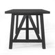 Dining Table, 71" Rectangular Farmhouse Top Matte Black Rubberwood