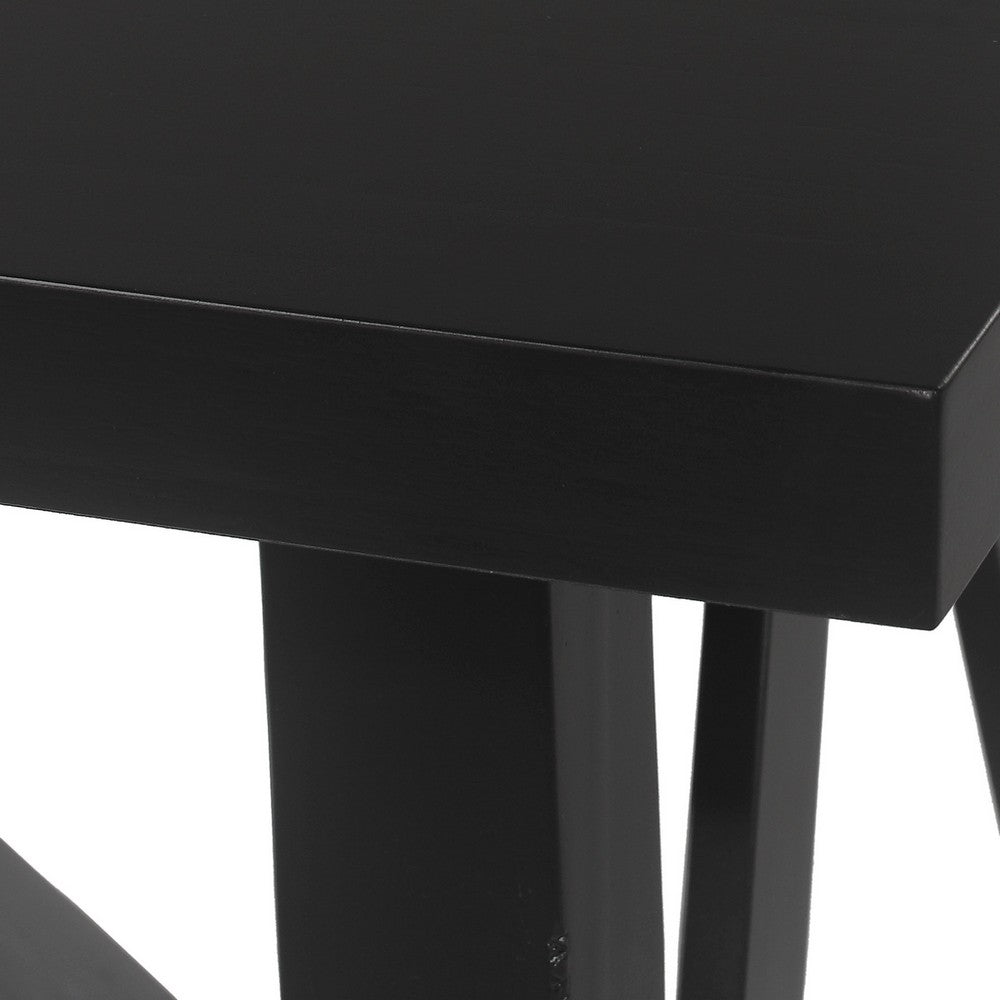 Dining Table, 71" Rectangular Farmhouse Top Matte Black Rubberwood