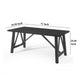 Dining Table, 71" Rectangular Farmhouse Top Matte Black Rubberwood