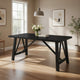 Dining Table, 71" Rectangular Farmhouse Top Matte Black Rubberwood