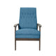Accent Chair with Blue Fabric Tufted Blue Fabric Brown Rubberwood BM326464
