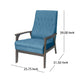 Accent Chair with Blue Fabric Tufted Blue Fabric Brown Rubberwood BM326464
