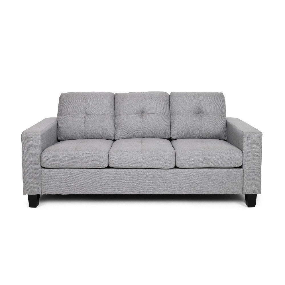 Sofa 76’’ Comfortable Modern Smooth Tufted Gray Fabric Cushions BM326465
