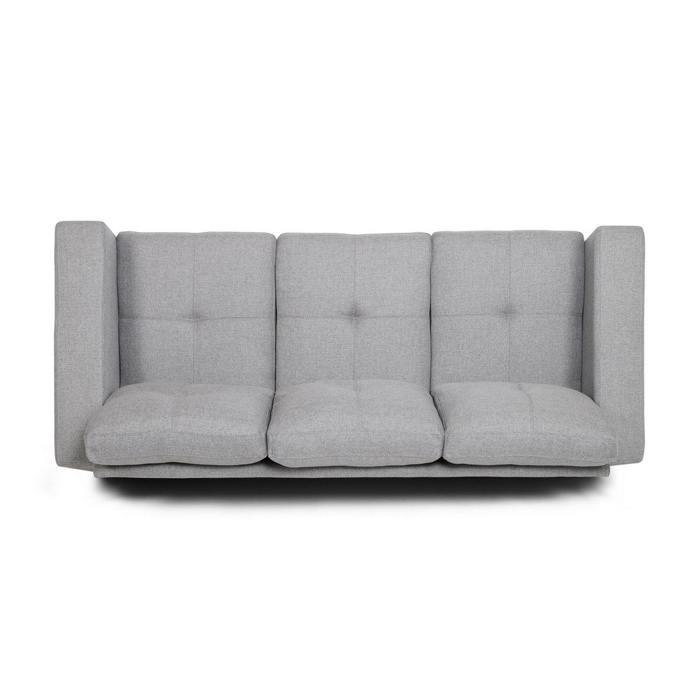 Sofa, 76", Comfortable Modern Smooth Tufted Gray Fabric Cushions