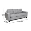 Sofa, 76", Comfortable Modern Smooth Tufted Gray Fabric Cushions