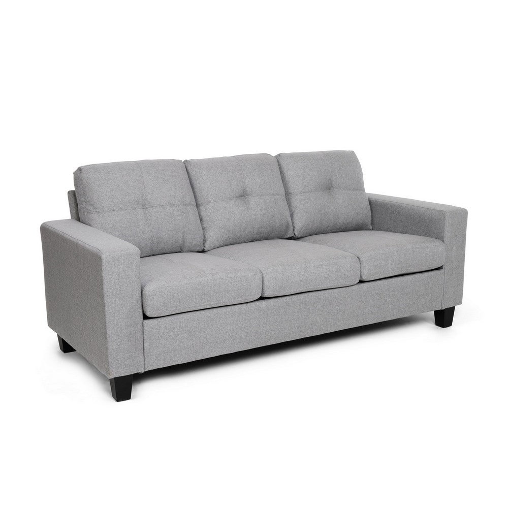 Sofa, 76", Comfortable Modern Smooth Tufted Gray Fabric Cushions