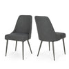 Dining Side Chair Set of 2, Smooth Textured Gray Fabric Armless Design
