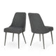 Dining Side Chair Set of 2, Smooth Textured Gray Fabric Armless Design
