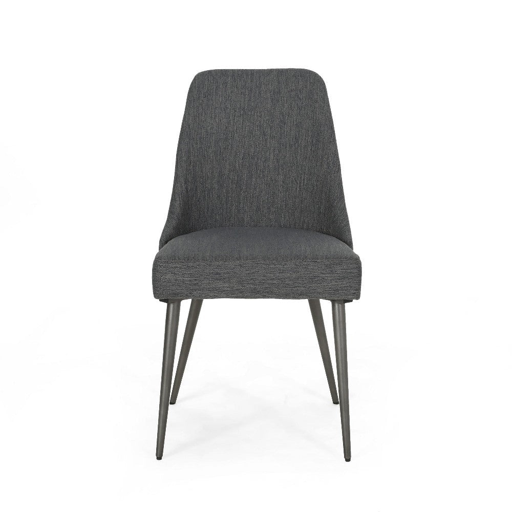 Dining Side Chair Set of 2 Smooth Textured Gray Fabric Armless Design BM326467