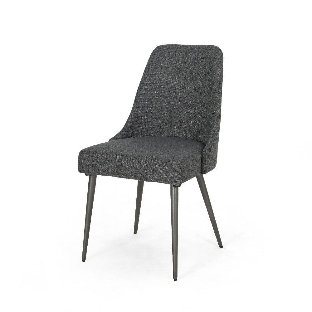 Dining Side Chair Set of 2 Smooth Textured Gray Fabric Armless Design BM326467