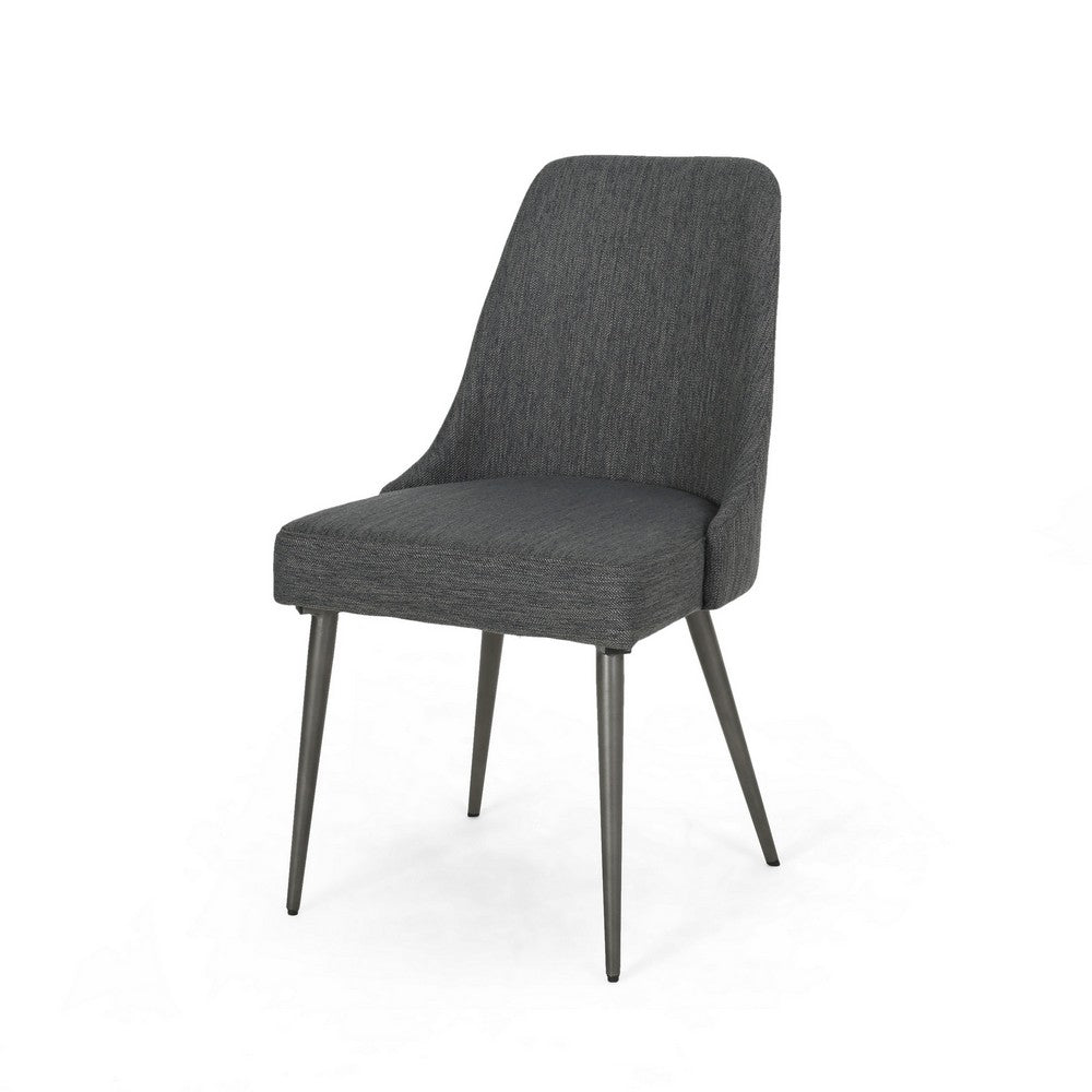 Dining Side Chair Set of 2, Smooth Textured Gray Fabric Armless Design
