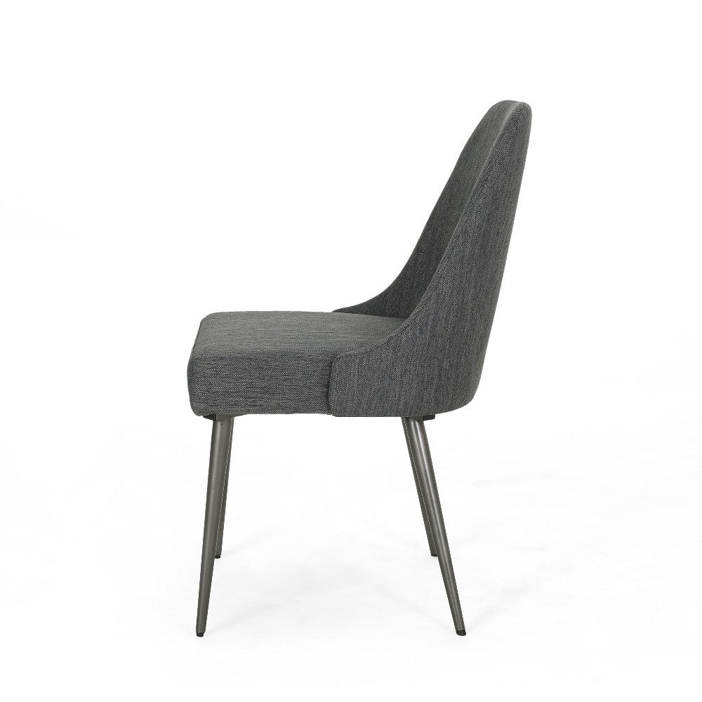 Dining Side Chair Set of 2 Smooth Textured Gray Fabric Armless Design BM326467