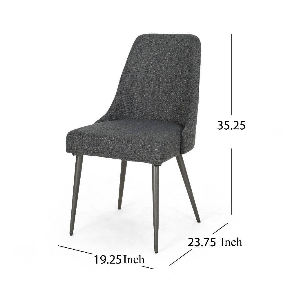 Dining Side Chair Set of 2 Smooth Textured Gray Fabric Armless Design BM326467