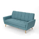 Sofa, 71", Comfortable Modern Tufted Teal Blue Fabric Cushions, Brown
