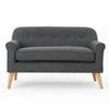 Loveseat 50’’ Smooth Tufted Gray Polyester Natural Brown Wood Legs BM326470