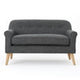 Loveseat 50’’ Smooth Tufted Gray Polyester Natural Brown Wood Legs BM326470