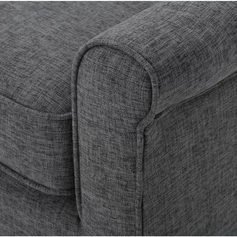 Loveseat 50’’ Smooth Tufted Gray Polyester Natural Brown Wood Legs BM326470