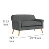 Loveseat 50’’ Smooth Tufted Gray Polyester Natural Brown Wood Legs BM326470