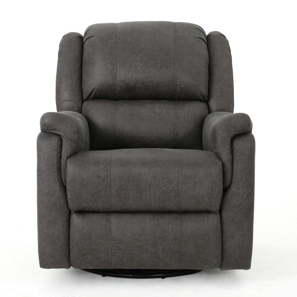 Swivel Manual Reclining Chair Pillow Cushions Smooth Gray Fabric BM326471