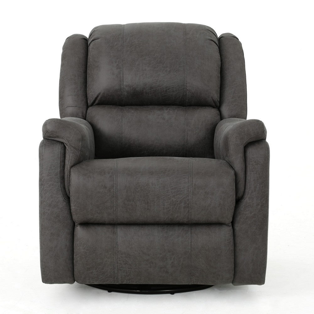 Swivel Manual Reclining Chair, Pillow Cushions, Smooth Gray Fabric