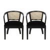 Dining Side Chair Set of 2, Classic Ivory Cane Back, Black Wood Finish
