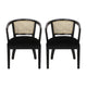 Dining Side Chair Set of 2, Classic Ivory Cane Back, Black Wood Finish