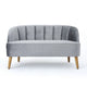 Snap Loveseat, 50", Retro Channel Stitched Gray Polyester Velvet