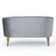 Snap Loveseat, 50", Retro Channel Stitched Gray Polyester Velvet