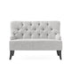 Ohio Loveseat Settee 44’’ Button Tufted Gray Solid Brown Birch Wood BM326477
