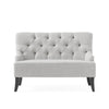 Ohio Loveseat Settee, 44" Button Tufted Gray, Solid Brown Birch Wood
