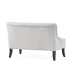 Ohio Loveseat Settee, 44" Button Tufted Gray, Solid Brown Birch Wood