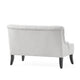 Ohio Loveseat Settee, 44" Button Tufted Gray, Solid Brown Birch Wood