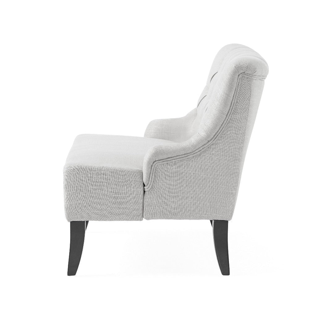 Ohio Loveseat Settee 44’’ Button Tufted Gray Solid Brown Birch Wood BM326477