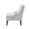 Ohio Loveseat Settee, 44" Button Tufted Gray, Solid Brown Birch Wood