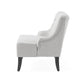Ohio Loveseat Settee, 44" Button Tufted Gray, Solid Brown Birch Wood