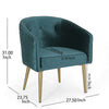 Accent Dining Chair, Gold Iron Legs, Curved, Tufted Aqua Green Velvet