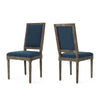Dining Side Chair Set of 2, Traditional Style, Navy Blue Polyester