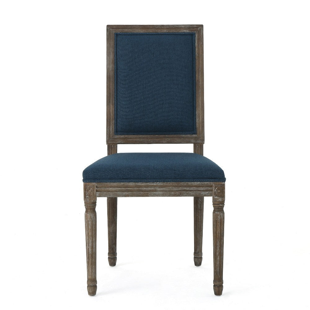 Dining Side Chair Set of 2 Traditional Style Navy Blue Polyester BM326481