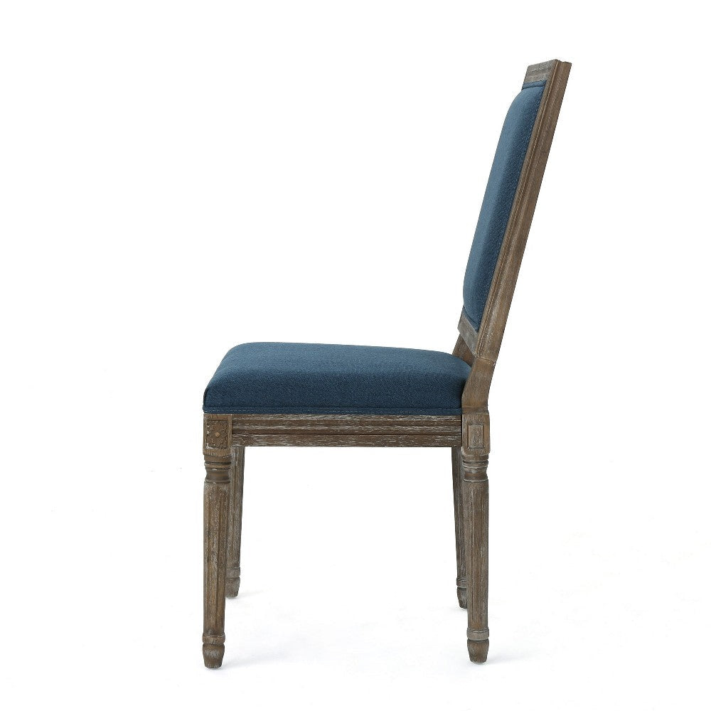 Dining Side Chair Set of 2 Traditional Style Navy Blue Polyester BM326481