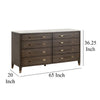 Dresser 8 Drawers 65x20 Dark Brown Solid Wood White Marble Top BM326483