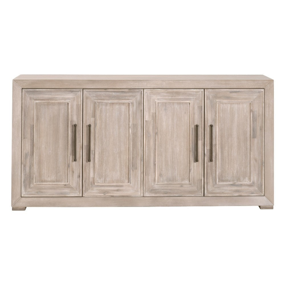 Sideboard Buffet Cabinet 4 Doors Oak Gray Solid Acacia Wood 70x19x32 BM326485