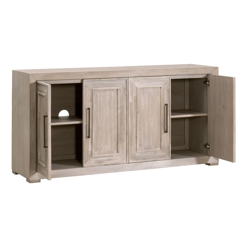 Sideboard Buffet Cabinet 4 Doors Oak Gray Solid Acacia Wood 70x19x32 BM326485
