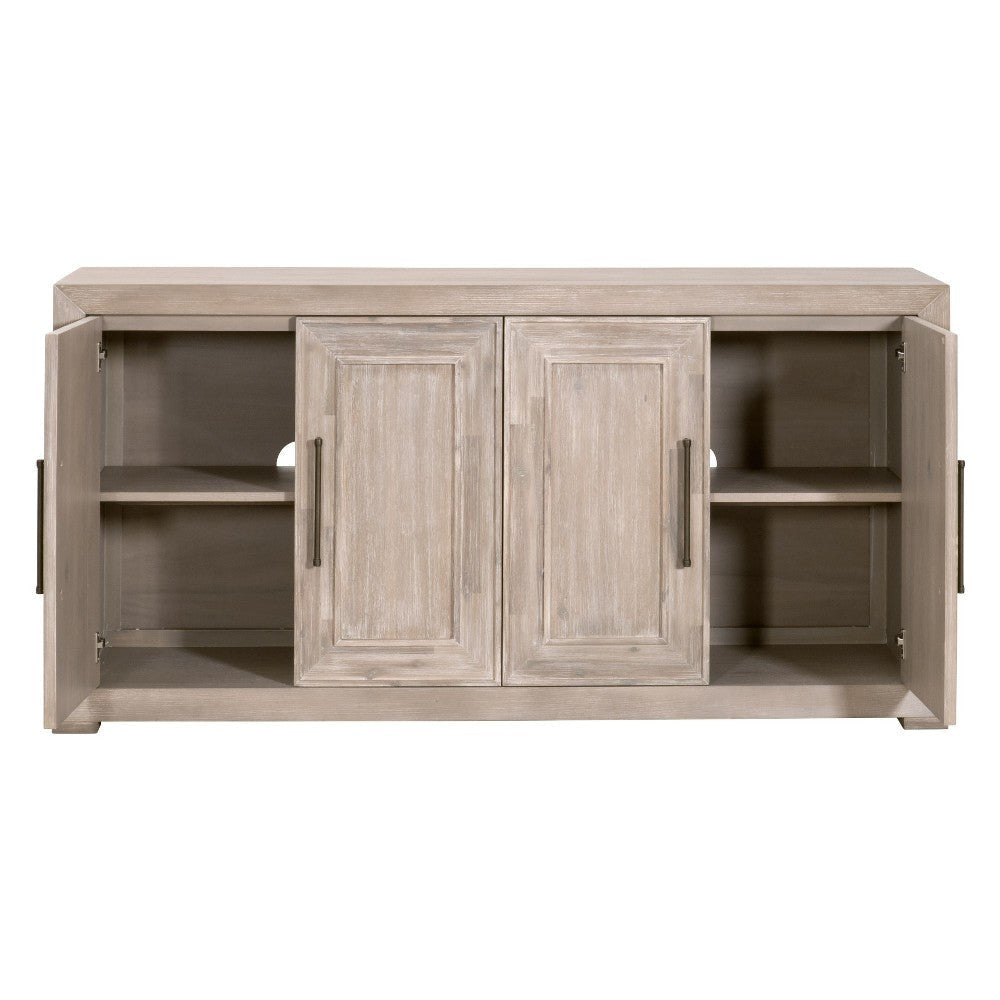 Sideboard Buffet Cabinet 4 Doors Oak Gray Solid Acacia Wood 70x19x32 BM326485