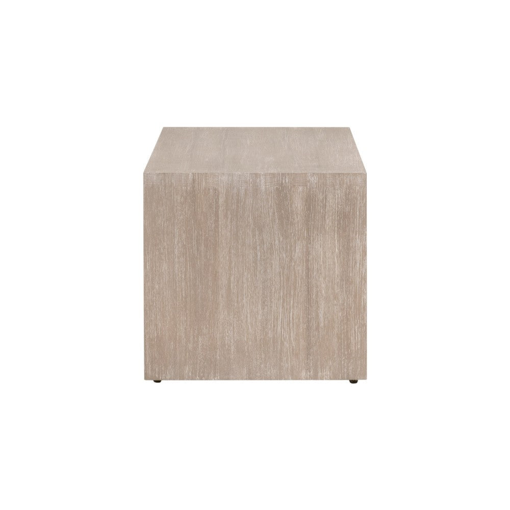 Gia Coffee Table Ottoman White Polyester Solid Acacia Wood 55’’ BM326486
