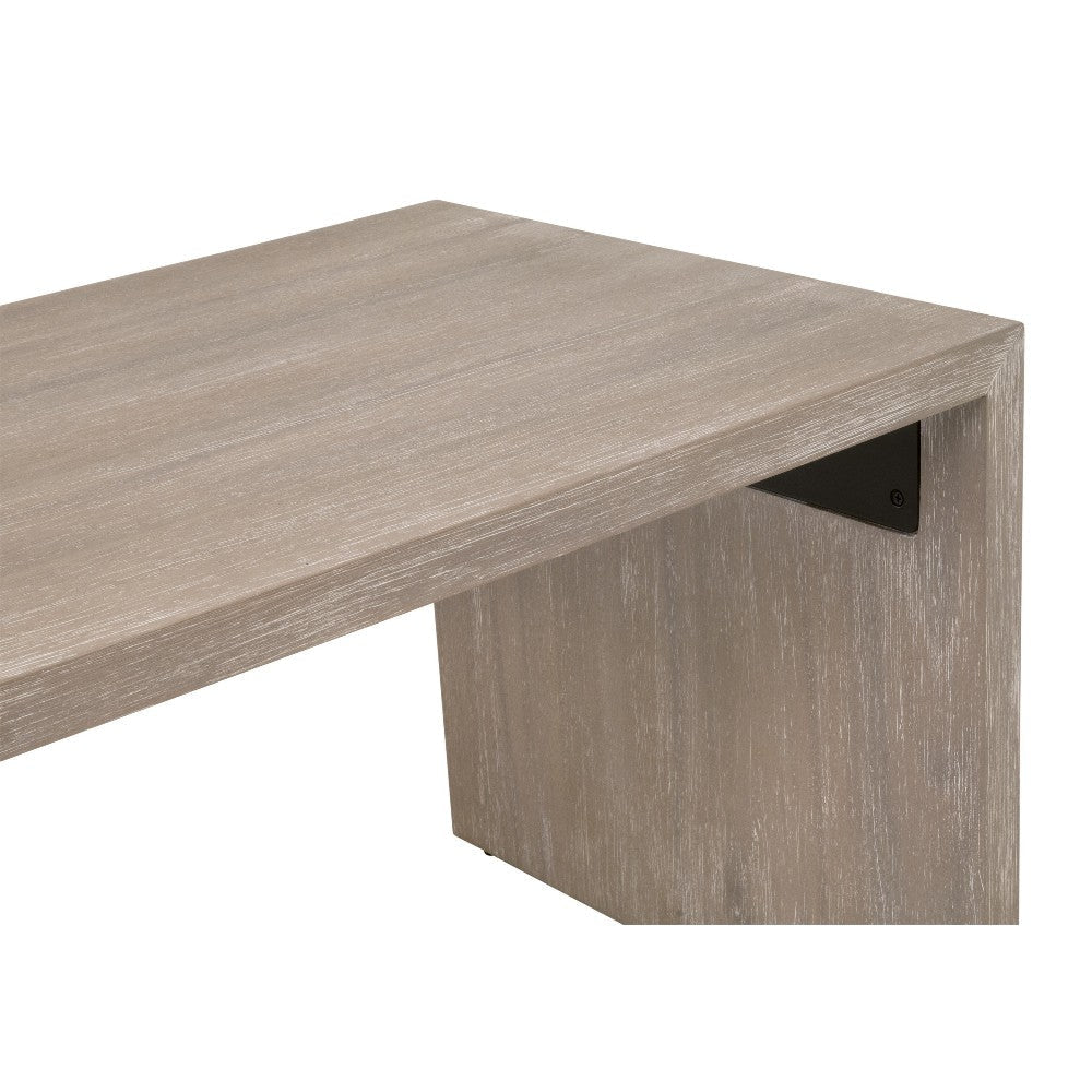 Gia Coffee Table Ottoman White Polyester Solid Acacia Wood 55’’ BM326486