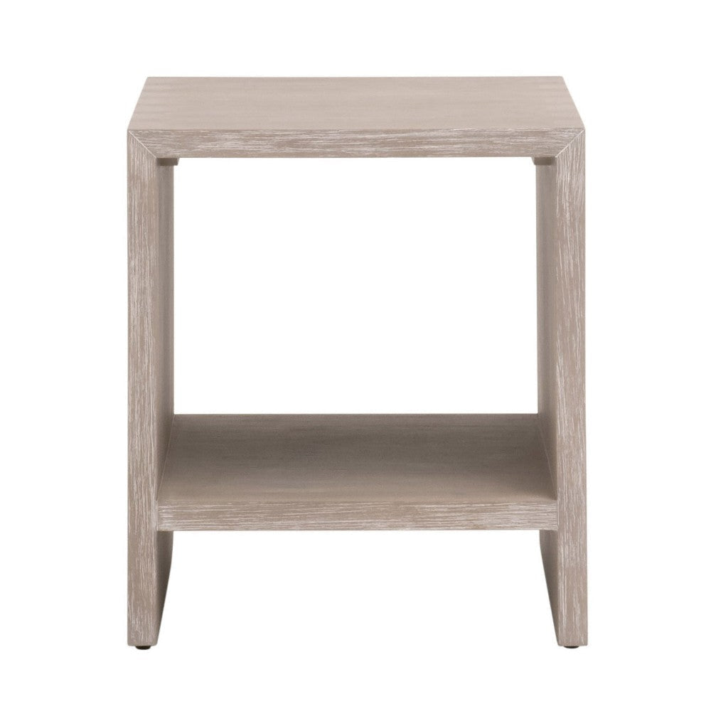 Gia Side End Table Gray Solid Acacia Wood 1 Shelf Square 20’’ Top BM326487