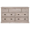 Dresser 7 Drawer Classic Handles 68x20 Natural Gray Solid Acacia Wood BM326488