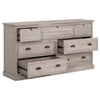 Dresser 7 Drawer Classic Handles 68x20 Natural Gray Solid Acacia Wood BM326488